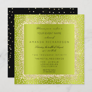 Invitación Mínimo Champaigne Oro Negro Confetti Sepia Verde