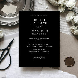 Invitación Mínimo Chic Moderno Elegante Boda Negra