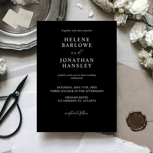 Invitación Mínimo Chic Moderno Elegante Boda Negra (Subido por el creador)