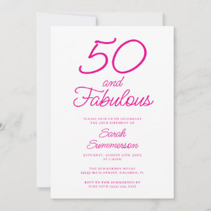 Invitación Mínimo cincuenta fabuloso cumpleaños 50 rosa