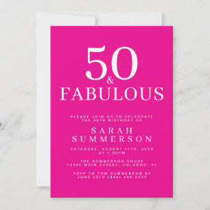 Invitación Mínimo cincuenta fabuloso cumpleaños número 50 de 