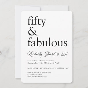 Invitación Mínimo cincuenta y fabulosa fiesta de cumpleaños n