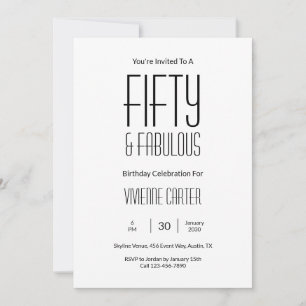 Invitación Mínimo cincuenta y fabuloso cumpleaños 50