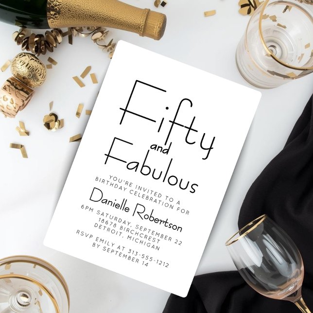 Invitación Mínimo cincuenta y fabuloso cumpleaños 50 (Subido por el creador)