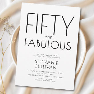 Invitación Mínimo cincuenta y fabuloso cumpleaños 50