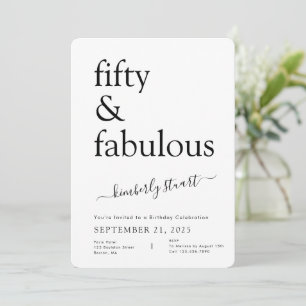 Invitación Mínimo cincuenta y fabuloso cumpleaños número 50