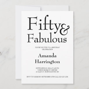 Invitación Mínimo cincuenta y fabuloso cumpleaños número 50
