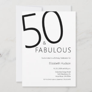 Invitación Mínimo cincuenta y fabuloso cumpleaños número 50