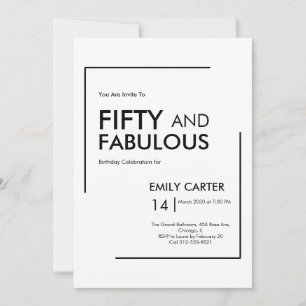 Invitación Mínimo cincuenta y fabuloso cumpleaños número 50