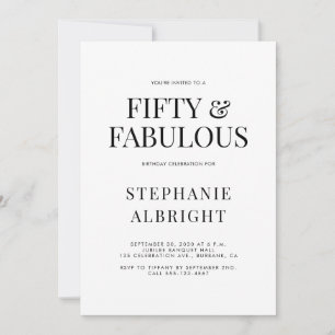 Invitación Mínimo cincuenta y fabuloso cumpleaños número 50