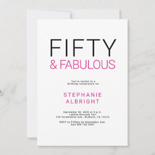 Invitación Mínimo cincuenta y fabuloso cumpleaños número 50