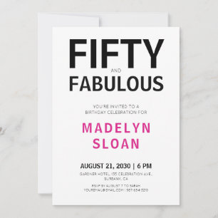 Invitación Mínimo cincuenta y fabuloso cumpleaños número 50