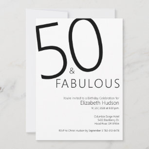 Invitación Mínimo cincuenta y fabuloso cumpleaños número 50
