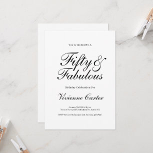 Invitación Mínimo cincuenta y fabuloso cumpleaños número 50
