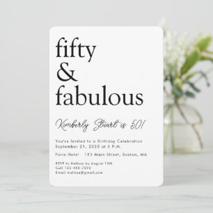 Invitación Mínimo cincuenta y fabuloso cumpleaños número 50 