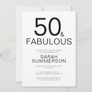 Invitación Mínimo cincuenta y fabuloso cumpleaños número 50