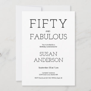 Invitación Mínimo cincuenta y fabuloso cumpleaños número 50