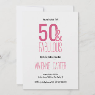 Invitación Mínimo cincuenta y fabuloso cumpleaños número 50