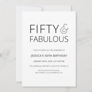 Invitación Mínimo cincuenta y fabuloso cumpleaños número 50