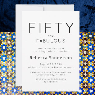Invitación Mínimo cincuenta y fabuloso cumpleaños número 50