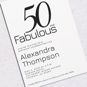 Invitación Mínimo cincuenta y fabuloso cumpleaños número 50
