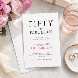 Invitación Mínimo cincuenta y fabuloso cumpleaños número 50