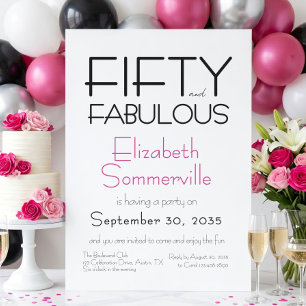Invitación Mínimo cincuenta y fabuloso cumpleaños número 50