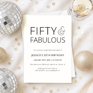 Invitación Mínimo cincuenta y fabuloso cumpleaños número 50