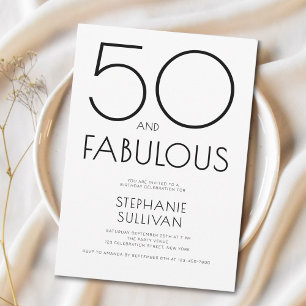 Invitación Mínimo cincuenta y fabuloso cumpleaños número 50