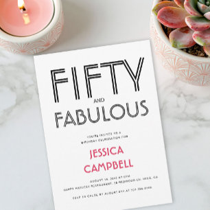 Invitación Mínimo cincuenta y fabuloso cumpleaños número 50