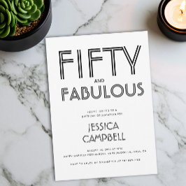 Invitación Mínimo cincuenta y fabuloso cumpleaños número 50