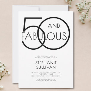 Invitación Mínimo cincuenta y fabuloso cumpleaños número 50