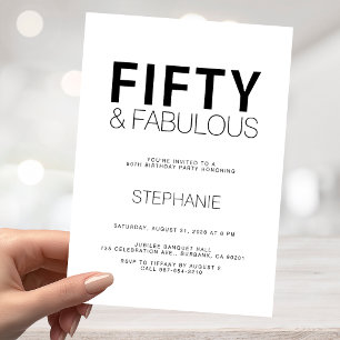 Invitación Mínimo cincuenta y fabuloso cumpleaños número 50