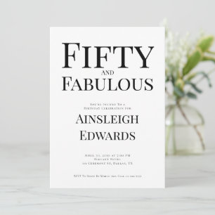 Invitación Mínimo cincuenta y fabuloso cumpleaños número 50