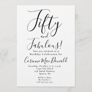 Invitación Mínimo cincuenta y fabuloso cumpleaños número 50