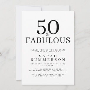 Invitación Mínimo cincuenta y fabuloso cumpleaños número 50