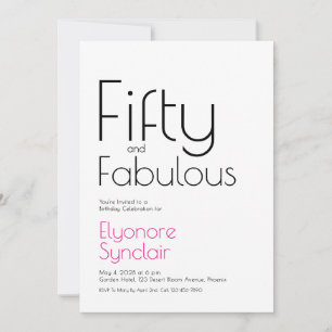Invitación Mínimo cincuenta y fabuloso cumpleaños número 50