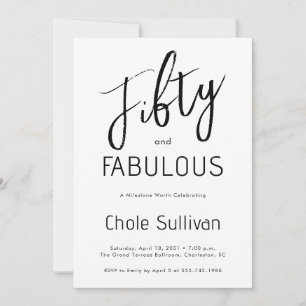 Invitación Mínimo cincuenta y fabuloso cumpleaños número 50