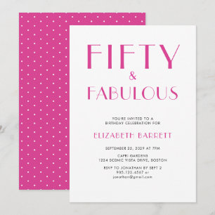 Invitación Mínimo cincuenta y fabuloso cumpleaños número 50