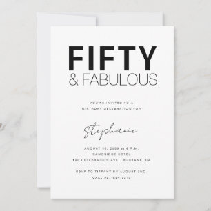 Invitación Mínimo cincuenta y fabuloso cumpleaños número 50