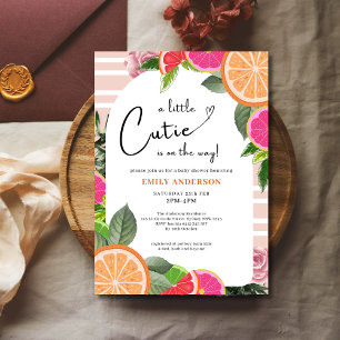 Invitación mínimo Citrus Baby Shower Naranja un poco
