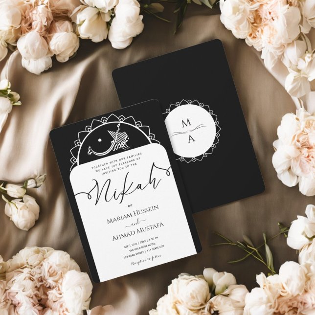 Invitación Mínimo de achicharrería moderna negra y blanca Nik (Subido por el creador)