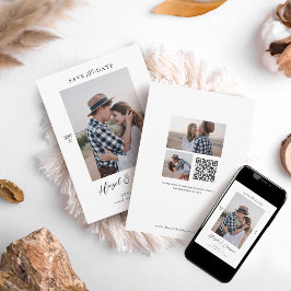 Invitación Mínimo De Pareja Moderna Foto Código QR Guardar La