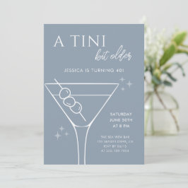 Invitación Mínimo Dusty Blue Tini bit mayor 40 cumpleaños