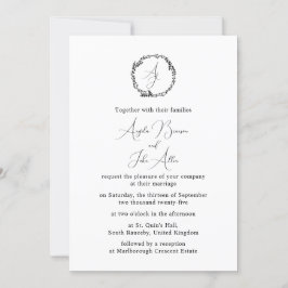 Invitación Mínimo Elegante Floral Botánica de Monogramos