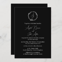 Invitación Mínimo Elegante Floral Botánica de Monogramos