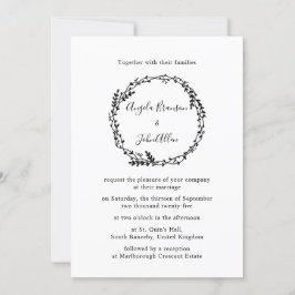 Invitación Mínimo Elegante Floral Botánica de Monogramos