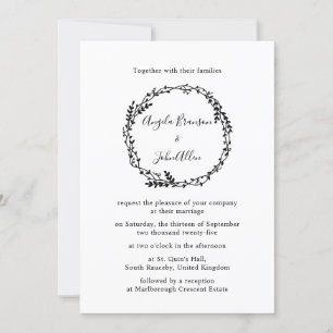 Invitación Mínimo Elegante Floral Botánica de Monogramos