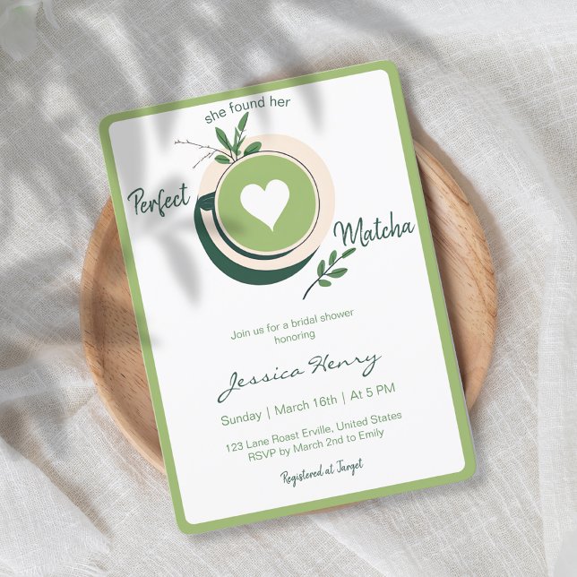 Invitación Mínimo, Encontró Su Ducha Matcha Bridal (Subido por el creador)