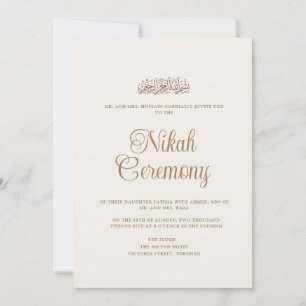 Invitación Mínimo escritura crema moderna Nikah Boda musulman